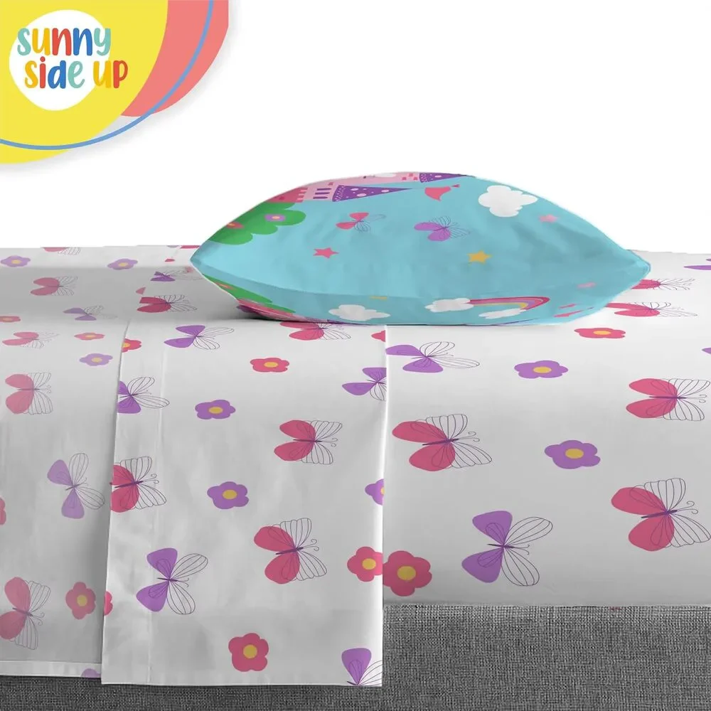 NEW Sunny Side Up Princess Castle 5 Piece Twin Comforter + Sheet Set